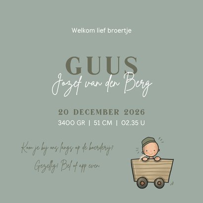 Geboortekaart hoera een broertje grote zus 3