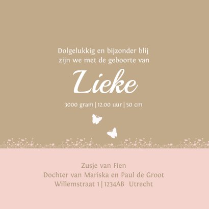 Geboortekaart houten bakfiets met zusjes ballon 3
