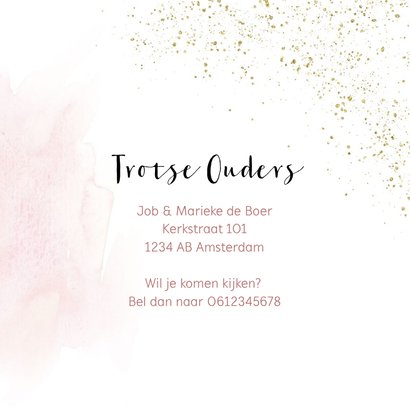 Geboortekaart illustratie zwaantjes waterverf meisje 3