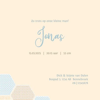 Geboortekaart jongen 6-hoekjes met confetti 3
