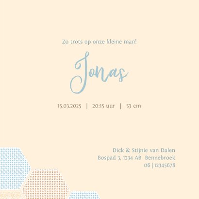Geboortekaart jongen 6-hoekjes met confetti 3
