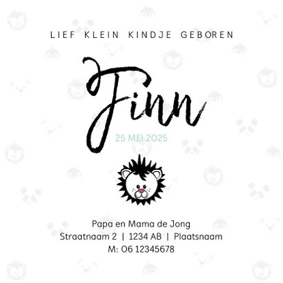 Geboortekaart jongen met dieren patroon en foto 3