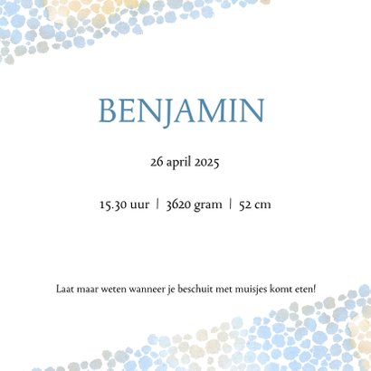 Geboortekaart jongen met dierenprint blauw-bruin 3