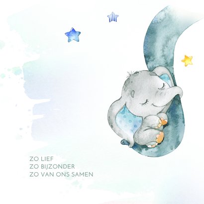 Geboortekaart jongen olifantje waterverf 2