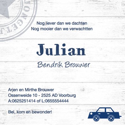 Geboortekaart jongen ster ruitjes 3
