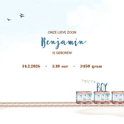 Geboortekaart jongen trein en vliegtuig 3