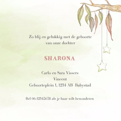 Geboortekaart koala-beer meisje 3