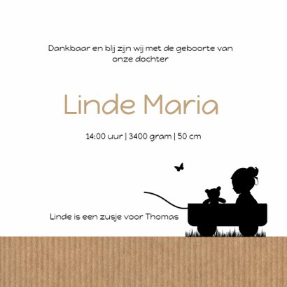Geboortekaart kraft silhouet 3