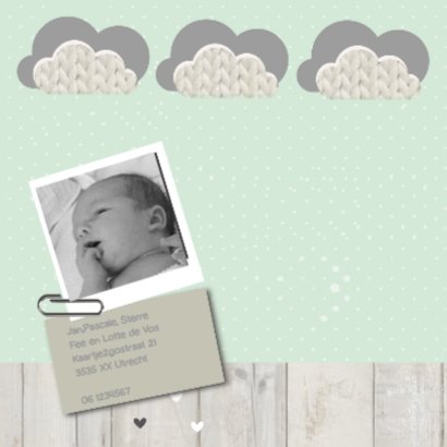 Geboortekaart letterbak mint 2