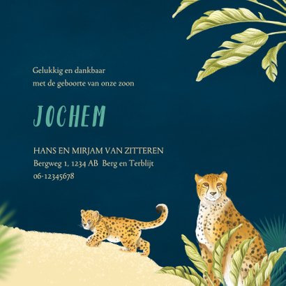 Geboortekaart luipaard jong in de jungle 3