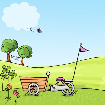 Geboortekaart meisje bakfietsje 2