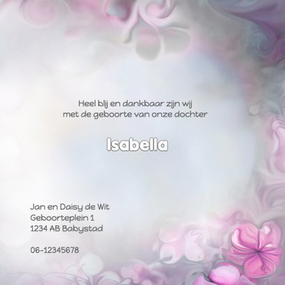 Geboortekaart meisje-bloemen 3