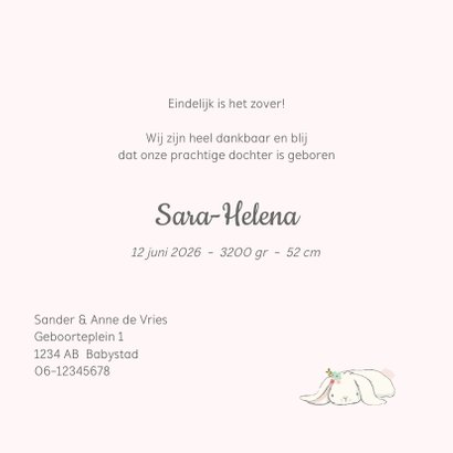 Geboortekaart meisje kabelpatroon 3