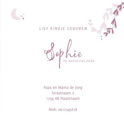 Geboortekaart meisje lief koalabeertje hartjes sterren maan 3