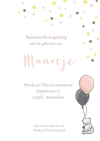 Geboortekaart meisje loopkar av 3