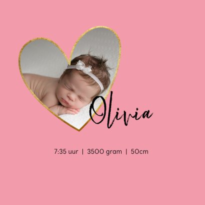Geboortekaart meisje met foto en zwart-wit dieren patroon 2