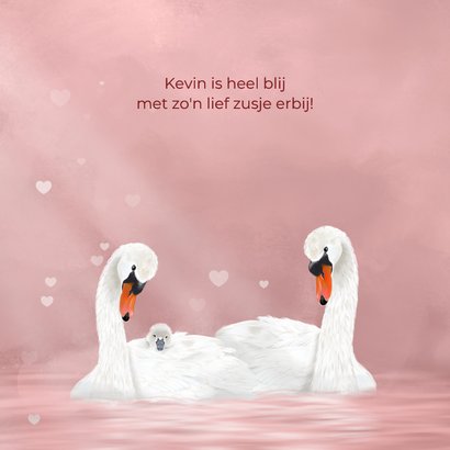 Geboortekaart meisje met zwanen 2