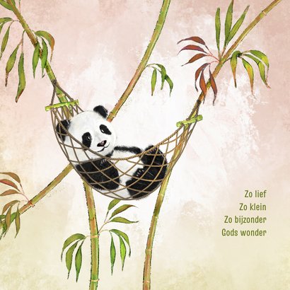 Geboortekaart meisje pandabeer in hangmat 2