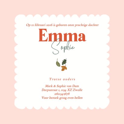 Geboortekaart met geboortebloem februari viooltje 3