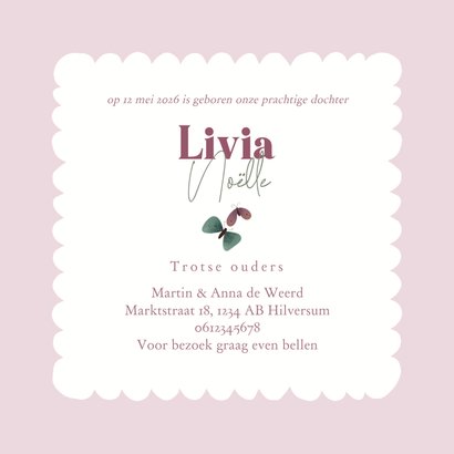 Geboortekaart met geboortebloem september: Aster 3