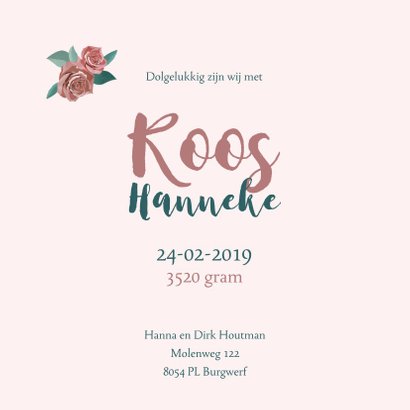 Geboortekaart met rozen 3