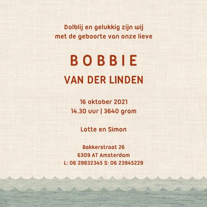 Geboortekaart met walvis, andere dieren en bloemen 3