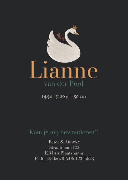 Geboortekaart mystiek zwanenmeer 3