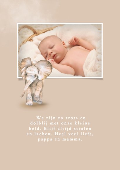 Geboortekaart olifantje hartjes 2