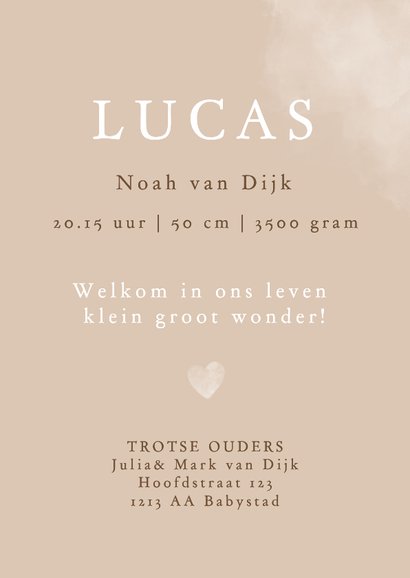 Geboortekaart olifantje hartjes 3