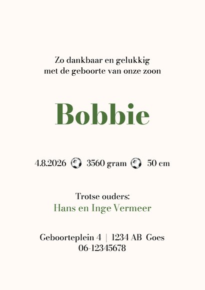Geboortekaart olifantje met voetbal+ 3