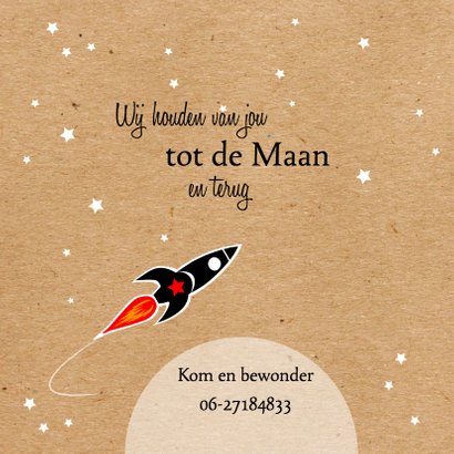 Geboortekaart raket om de aarde 2
