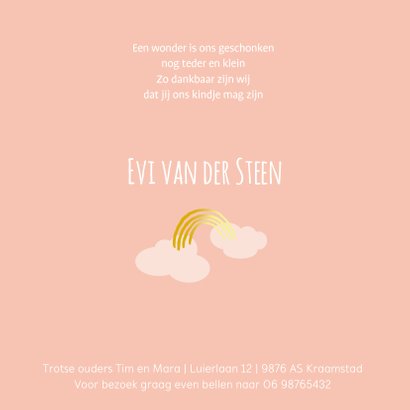 Geboortekaart regenboog wolkjes 3
