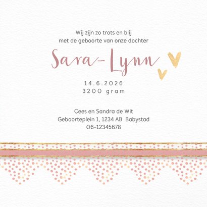 Geboortekaart roze met rand dierenprint 3