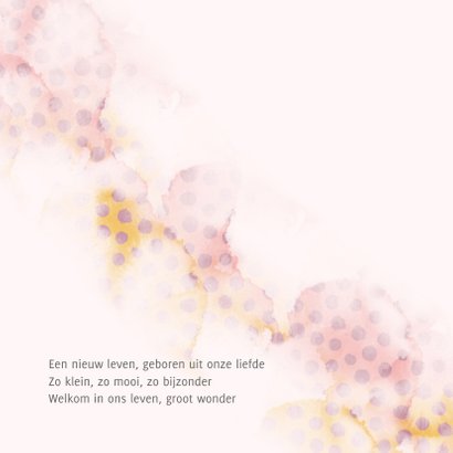 Geboortekaart roze/zalm met stippen en eigen foto 2