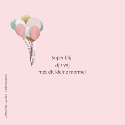 Geboortekaart schattige olifant met ballon 2