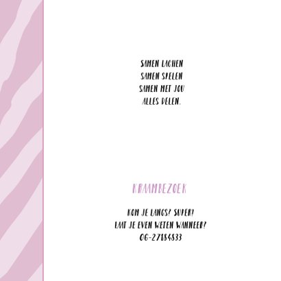 Geboortekaart stoere roze print 2