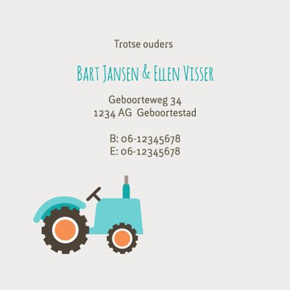 Geboortekaart tractors 2