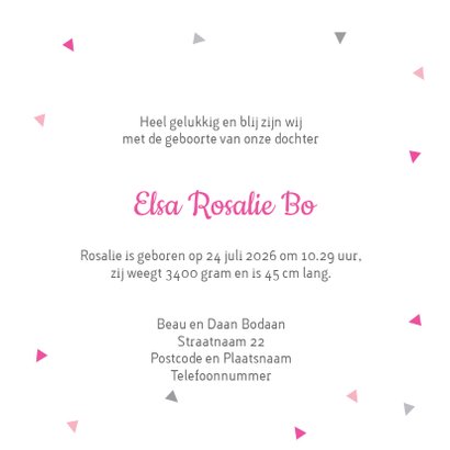 Geboortekaart triangle meisje 3