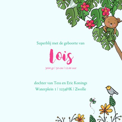 Geboortekaart tropical meisje 3