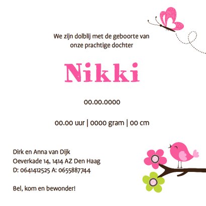 Geboortekaart uiltje boom houtlook 3