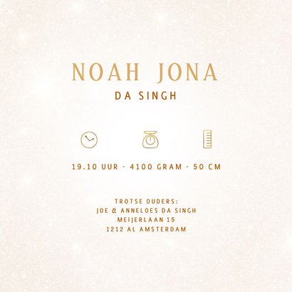 Geboortekaart unisex goud katje met stralende snorharen 3