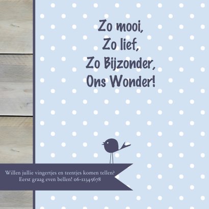 Geboortekaart vlag foto blauw 2
