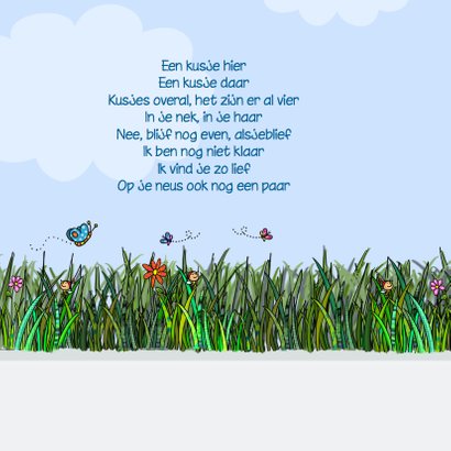 Geboortekaart VW bus blauw baby jongen met zusje 2