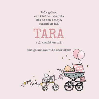 Geboortekaart VWbusje roze av 3