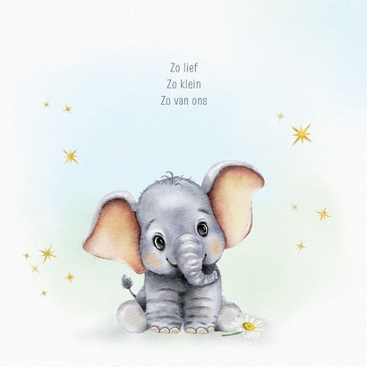 Geboortekaart waterverf met sterretjes confetti 2