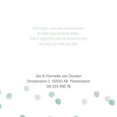 Geboortekaart waterverf stippen mint - BC 2