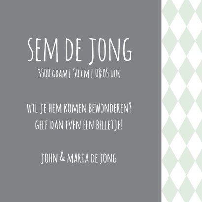 Geboortekaart wiebertje patroon 3
