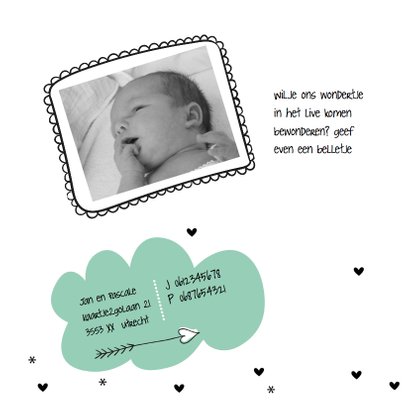 Geboortekaart Wolkje mint 2
