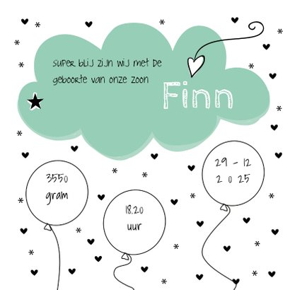 Geboortekaart Wolkje mint 3