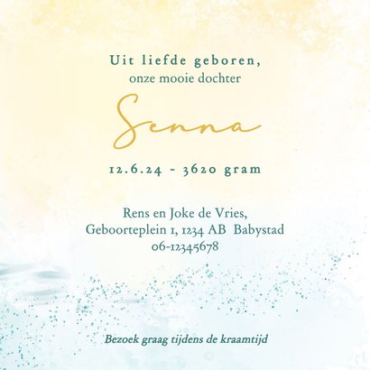 Geboortekaart zwanenpaar met pul 3